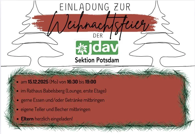 Einladung zur Weihnachtsfeier der JDAV Potsdam | © Amelie Schael